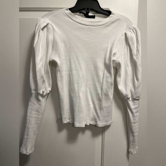 Veronica Beard White ribbed sweater with pour sleeves, size small - Picture 7 of 9